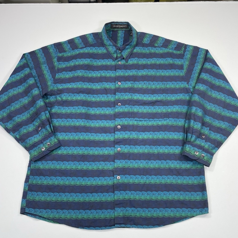 Jhane Barnes Men's Multicolor Geometric Long Sleeve Button Down Shirt Sz XL